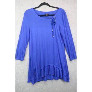 Cupio Royal Blue Long Sleeve Tunic-Size Medium-Asymmetrical Hem-Soft